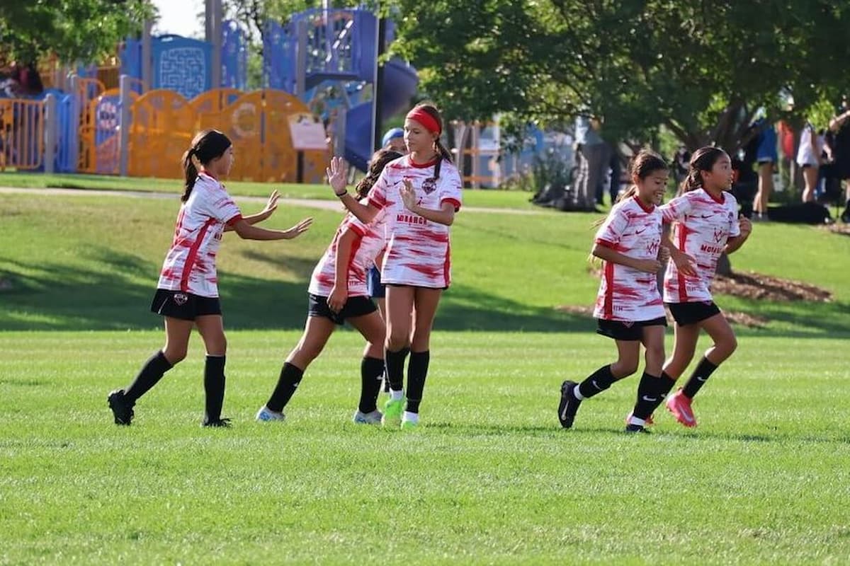 Girls competing during MLR Soccer club team tryouts
